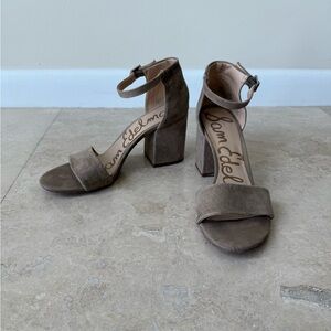 Sam Edelman Taupe Suede Block Heel Sandals